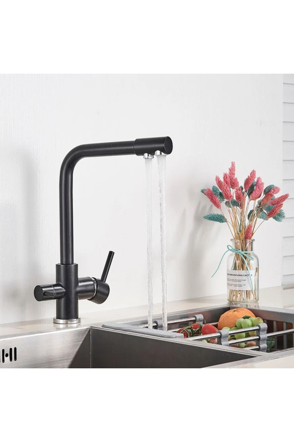 Mutfak Evye Bataryası Dual Flow Tasarım Granit Siyah Yeni 7 Yıl Garantili Ithal - Resim 4