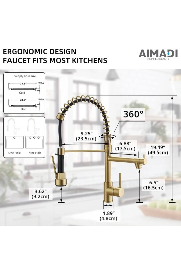 Mutfak Evye Bataryası Mat Gold Yeni Tasarım Fiskiyeli Ithal 7 Yıl Garantili - Resim 4