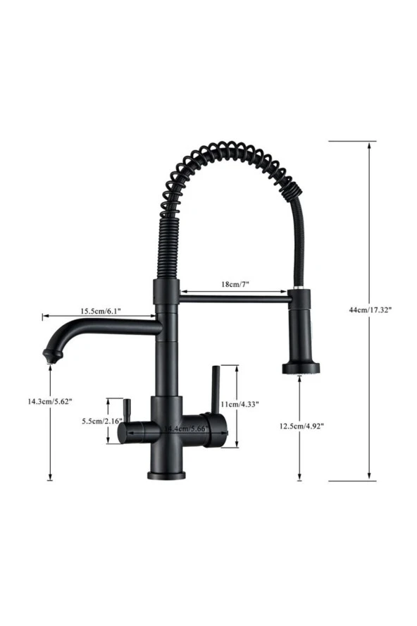 Mutfak Evye Bataryası Dual Flow Su Arıtma Çıkışlı Spiralli Ve Fiskiyeli 7 Yıl Garanti Ithal Mat Gold - Resim 6