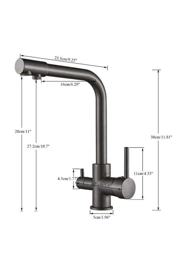 Mutfak Evye Bataryası Dual Flow Tasarım Granit Siyah Yeni 7 Yıl Garantili Ithal - Resim 6