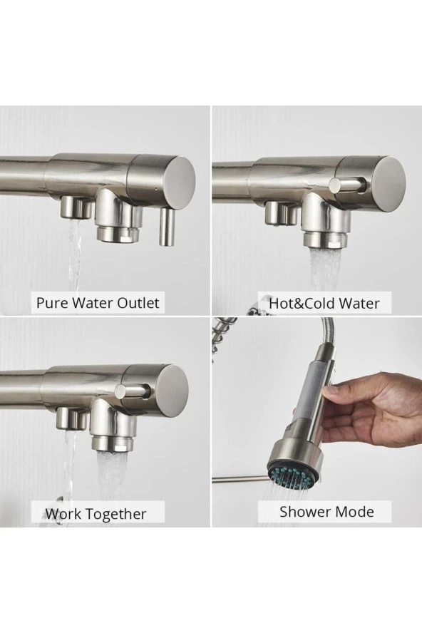 Mutfak Evye Bataryası Dual Flow Su Arıtma Çıkışlı Spiralli Ve Fiskiyeli 7 Yıl Garantili Ithal Nikel. - Resim 5