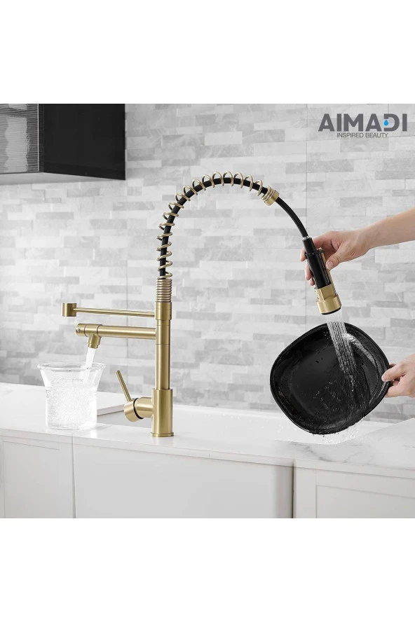 Mutfak Evye Bataryası Mat Gold Yeni Tasarım Fiskiyeli Ithal 7 Yıl Garantili - Resim 6