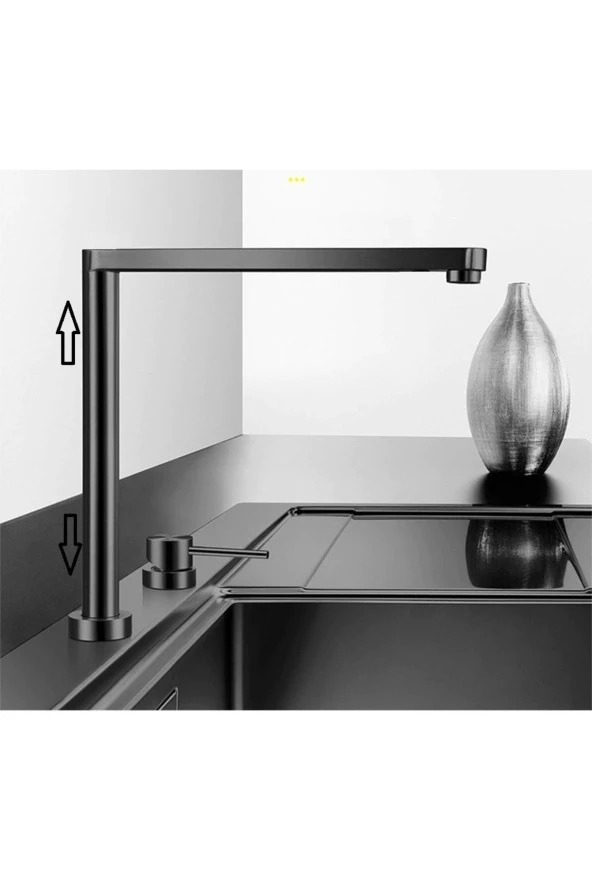 Mutfak Evye Bataryası Pencere Önü Asansörlü Yeni Sistem Mat Siyah 10 Yıl Garantili - Resim 2