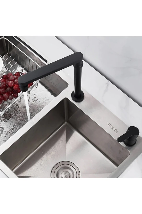 Mutfak Eviye Bataryası Pencere Önü Asansörlü Yeni Sistem Mat Siyah 7 Yıl Garantili - Resim 2