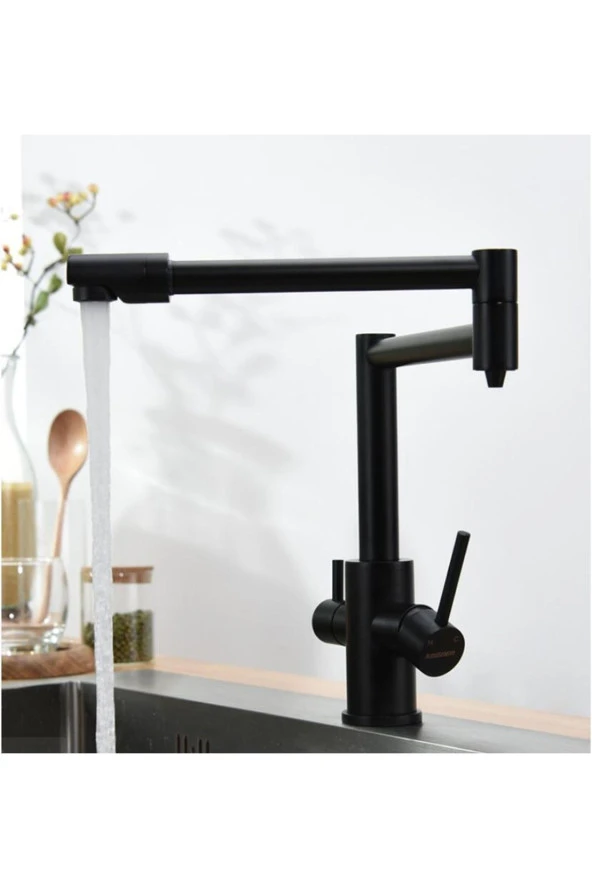 Mutfak Evye Bataryası Dual Flow Su Arıtma Çıkışlı Yeni Tasarım Siyah Katlanır 7 Yıl Garantili - Resim 2