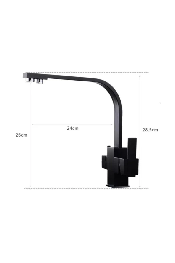 Mutfak Evye Bataryası Dual Flow Su Arıtma Çıkışlı Yeni Tasarım Siyah 7 Yıl Garantili Ithal ürün görseli