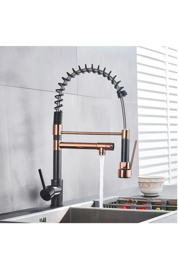 Mutfak Lavabo Evye Bataryası Siyah/rose Tasarım Fiskiyeli 7 Yıl Garantili Ithal ürün görseli