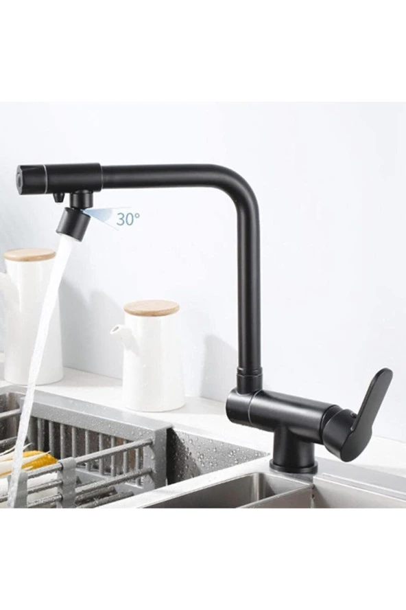 Mutfak Pencere Önü Katlanır Evye Bataryası Su Arıtma Çıkışlı Yeni Mat Siyah 7 Yıl Garantili - Resim 3