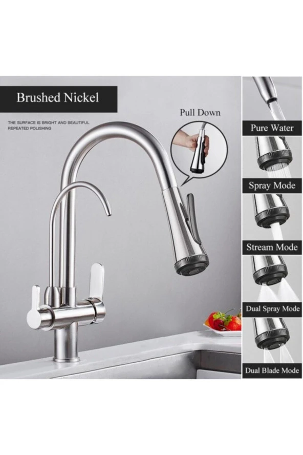 Mutfak Evye Bataryası Dual Flow Su Arıtma Çıkışlı Nikel 4 Farklı Mod Ayarlı Ithal 7 Yıl Garanti ürün görseli