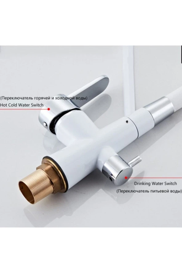 Mutfak Evye Bataryası Dual Flow Su Arıtma Çıkışlı Yeni Tasarım Beyaz Spiralli 7 Yıl Garanti - Resim 3