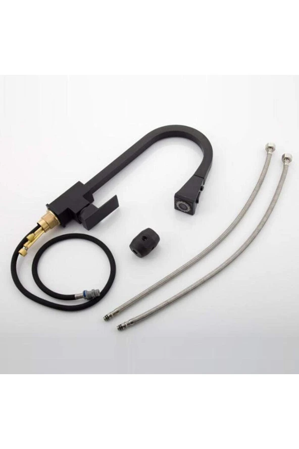 Mutfak Evye Bataryası Fiskiyeli Çift Akış Ayarlı Yeni Tasarım Mat Siyah 5 Yıl Garantili - Resim 3