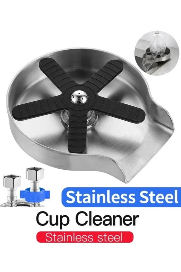 Mutfak Evye Basınçlı Bardak Yıkama Bataryası Otomatik Fiskiye Mat Krom Nikel 5 Yıl Garantili - 5