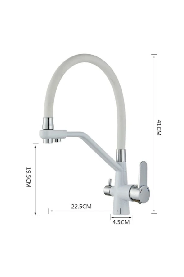 Mutfak Evye Bataryası Dual Flow Su Arıtma Çıkışlı Yeni Tasarım Beyaz Spiralli 7 Yıl Garanti - Resim 6