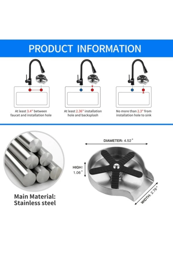 Mutfak Evye Basınçlı Bardak Yıkama Bataryası Otomatik Fiskiye Mat Krom Nikel 5 Yıl Garantili - 6