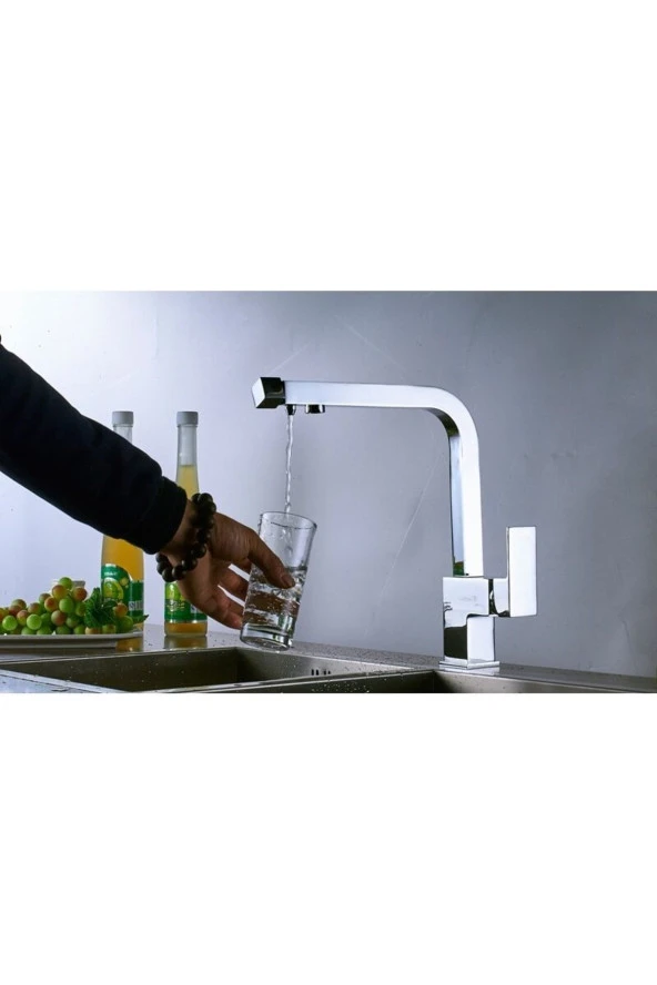 Mutfak Evye Bataryası Krom Dual Flow Su Arıtma Çıkışlı Yeni Tasarım 7 Yıl Garantili Ithal - Resim 3