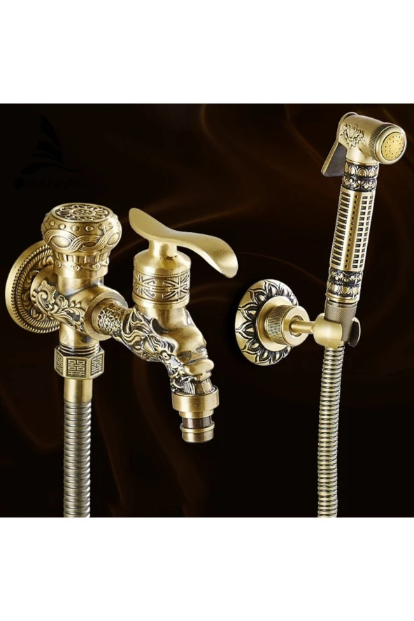 Spiralli Tuvalet Musluğu Banyo Klozet Bide Özel Temizlik 5 Yıl Garantili Antik Işlemeli ürün görseli