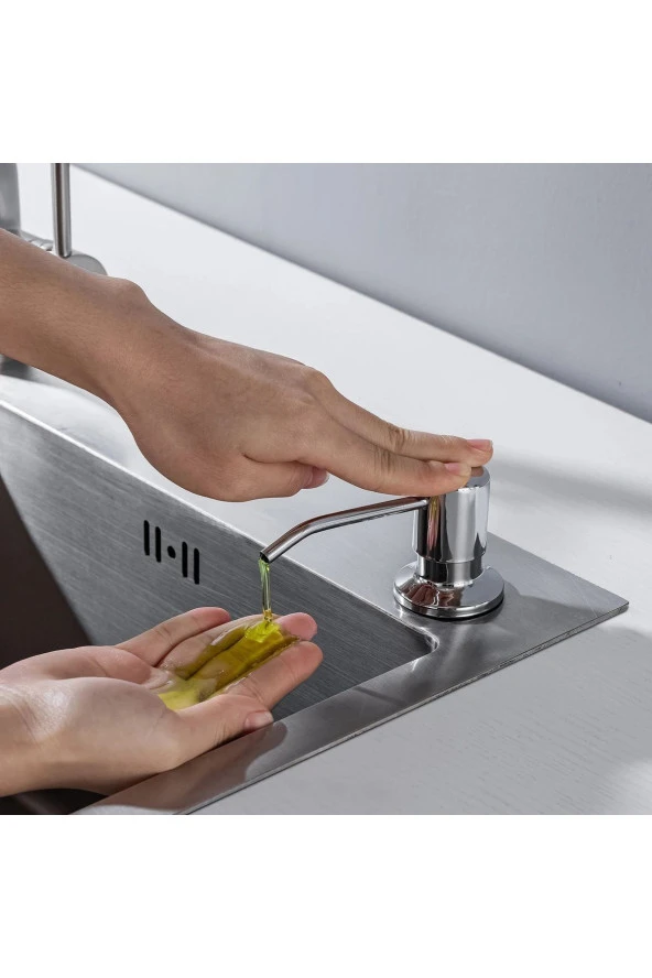 Ankastre Sıvı Sabunluk Mat Krom Mutfak Eviye Ve Banyo Lavabo Uyumlu Ithal 7 Yıl Garantili 500ml - 2