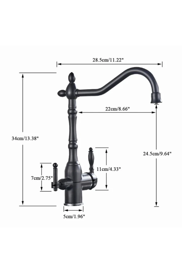 Mutfak Evye Bataryası Dual Flow Su Arıtma Çıkışlı Yeni Tasarım Alt Tabla 7 Yıl Garantili Ithal - Resim 3