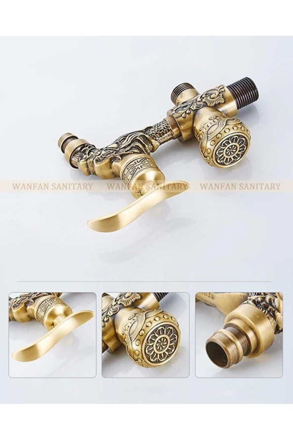 Spiralli Tuvalet Musluğu Banyo Klozet Bide Özel Temizlik 5 Yıl Garantili Antik Işlemeli - Resim 3