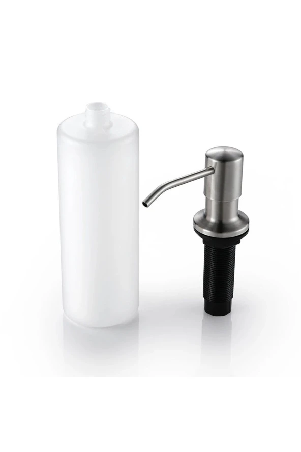 Ankastre Sıvı Sabunluk Mat Krom Mutfak Eviye Ve Banyo Lavabo Uyumlu Ithal 7 Yıl Garantili 500ml - 3