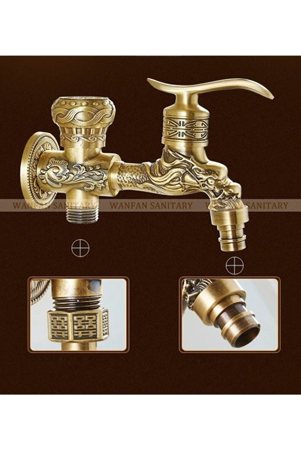 Spiralli Tuvalet Musluğu Banyo Klozet Bide Özel Temizlik 5 Yıl Garantili Antik Işlemeli - Resim 4