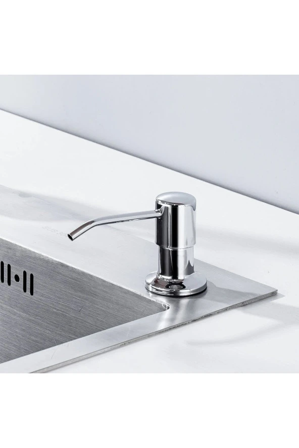 Ankastre Sıvı Sabunluk Krom Mutfak Eviye Ve Banyo Lavabo Uyumlu Ithal 7 Yıl Garantili 500ml - 3