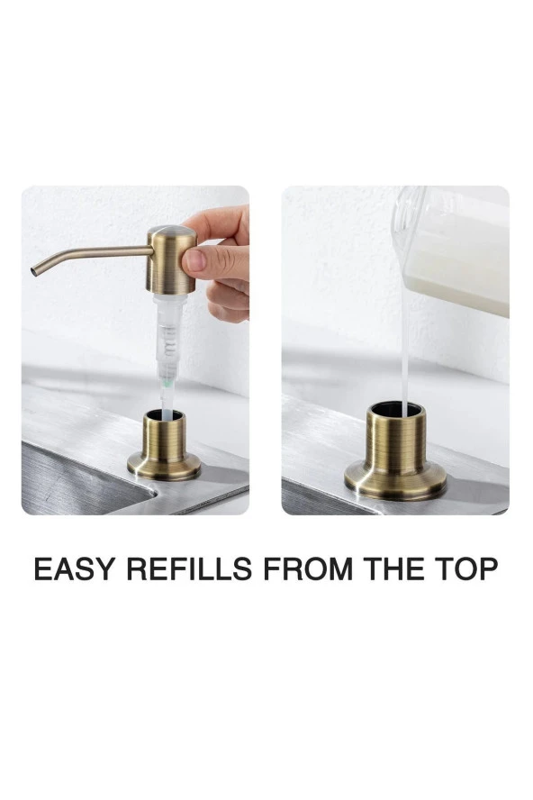 ANKASTRE SIVI SABUNLUK MAT GOLD MUTFAK EVİYE VE BANYO LAVABO UYUMLU İTHAL 7 YIL GARANTİLİ 500ML - 4