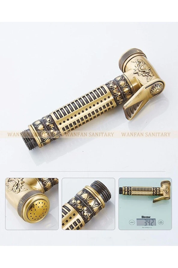 Spiralli Tuvalet Musluğu Banyo Klozet Bide Özel Temizlik 5 Yıl Garantili Antik Işlemeli - Resim 5