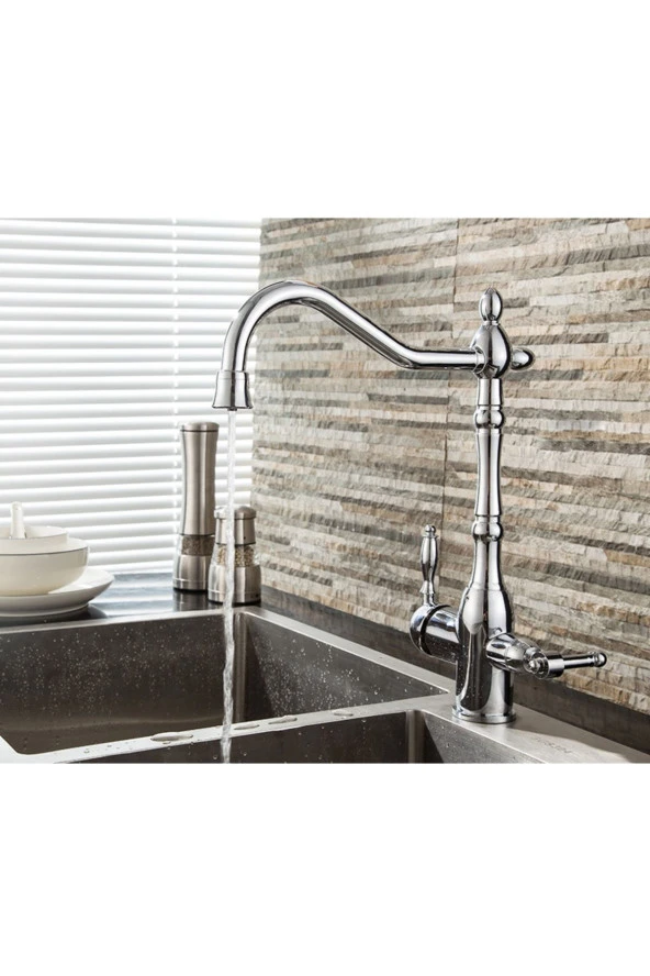 Mutfak Evye Bataryası Krom Dual Flow Su Arıtma Çıkışlı Krom Yeni Tasarım 5 Yıl Garantili - Resim 6