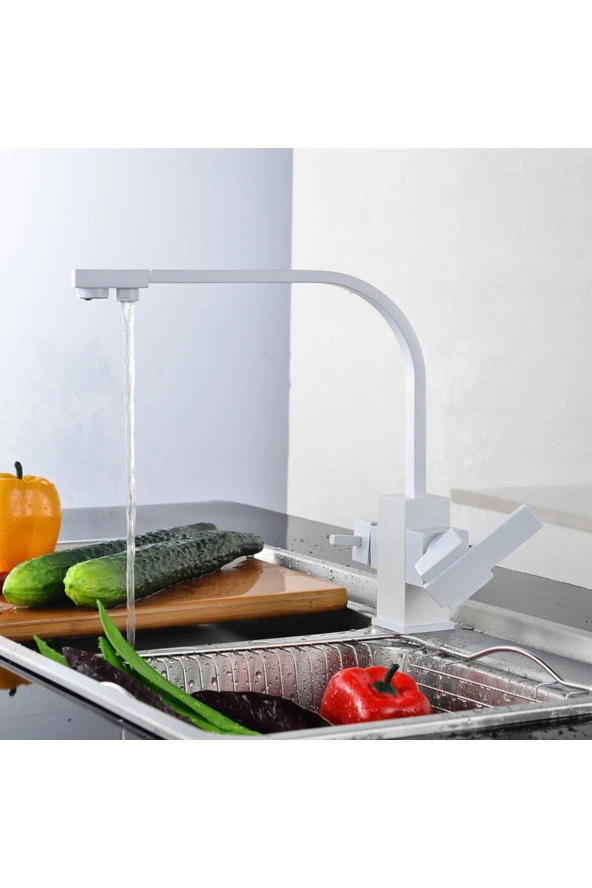 Mutfak Evye Bataryası Dual Flow Su Arıtma Çıkışlı Yeni Tasarım Beyaz 7 Yıl Garantili Ithal - Resim 3