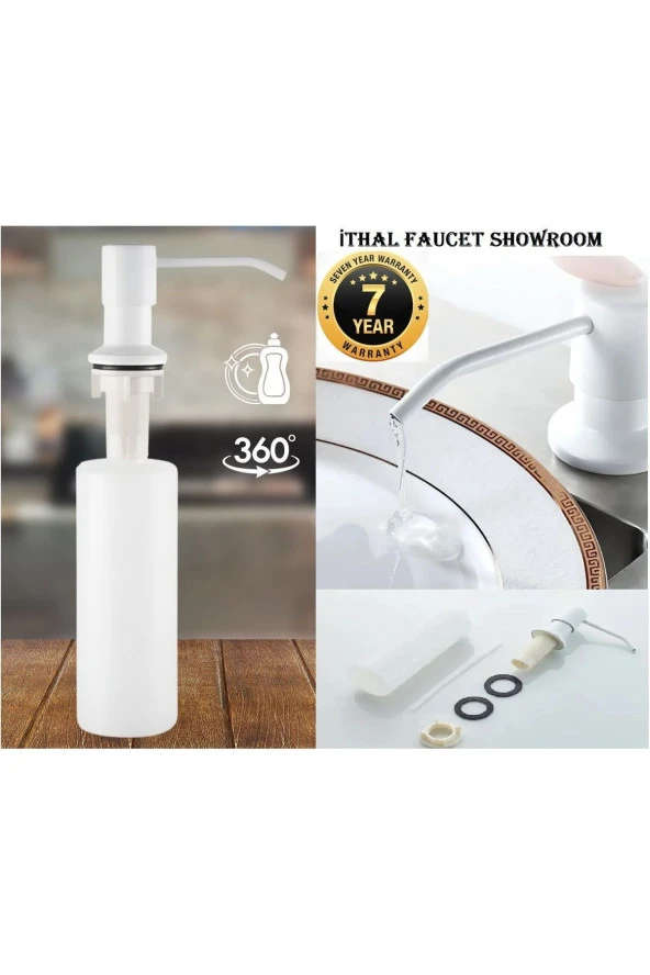 Ankastre Sıvı Sabunluk Beyaz Mutfak Eviye Ve Banyo Lavabo Uyumlu Ithal 7 Yıl Garantili 500ml