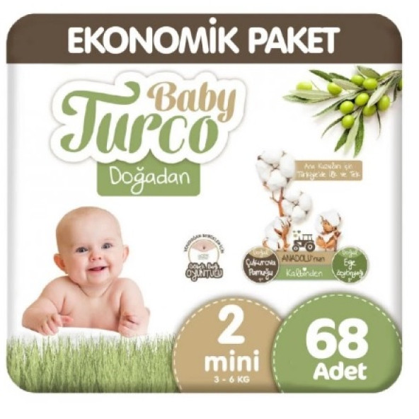 Baby Turco Doğadan 2 Beden Ekonomik 68 Adet