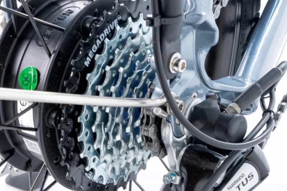 Alba Fold X Premium Katlanır Elektrikli Bisiklet Gümüş LCD Gösterge 12.8Ah Batarya, HD Fren - Resim 8