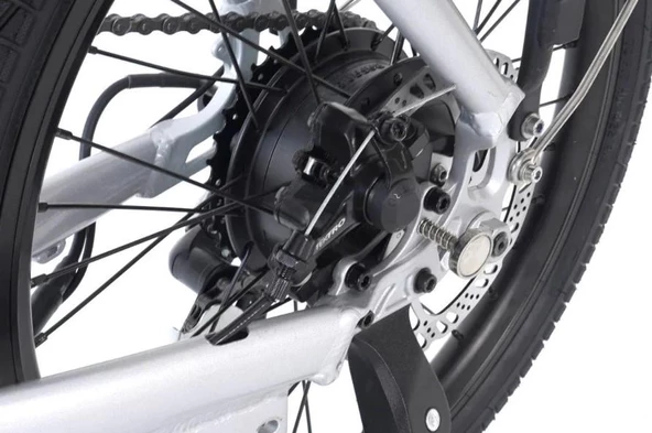 Alba Fold X Premium Katlanır Elektrikli Bisiklet Gümüş LCD Gösterge 12.8Ah Batarya, HD Fren - Resim 7