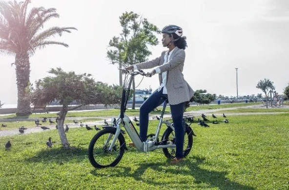 Alba Fold X Premium Katlanır Elektrikli Bisiklet Gümüş LCD Gösterge 12.8Ah Batarya, HD Fren - Resim 12