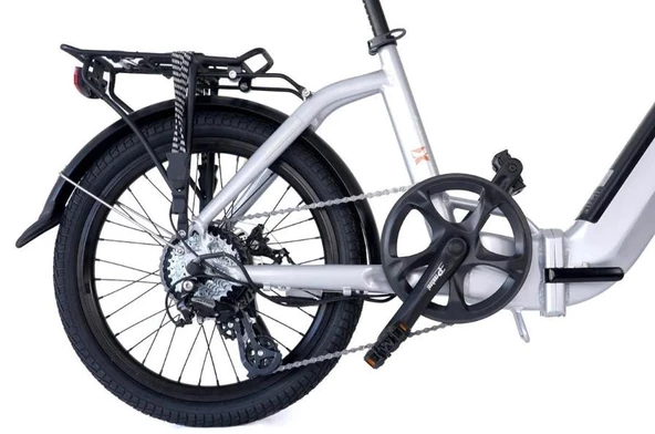 Alba Fold X Premium Katlanır Elektrikli Bisiklet Gümüş LCD Gösterge 12.8Ah Batarya, HD Fren - Resim 10