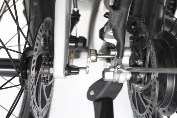 Alba Fold X Premium Katlanır Elektrikli Bisiklet Gümüş LCD Gösterge 12.8Ah Batarya, HD Fren - Resim 5