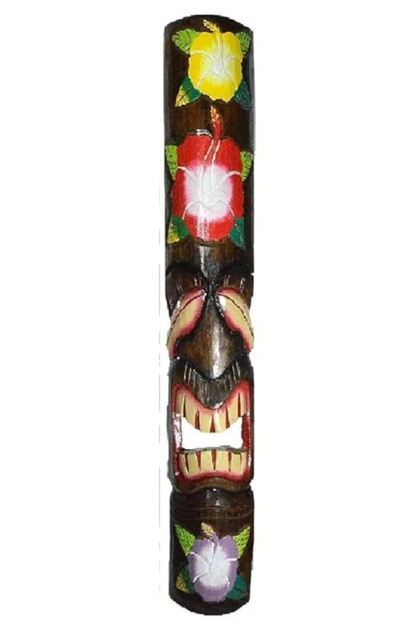 Ahşap Tiki Renkli Mask Duvar Dekoru Maske 100 cm - Resim 8