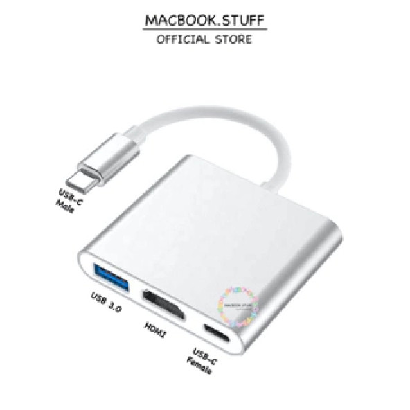3in1 Type-C, USB-C, ThunderBolt3 Çevirici Çoklayıcı Adaptör HUB. HDMI Ses Görüntü + USB 3 OTG + Şarj  2.EL ÜRÜN - 4