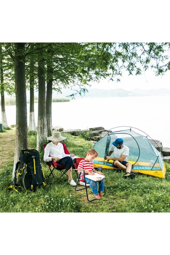 EXENT 2 Adet LÜX Çocuk Piknik Sandalyesi-Mini Kamp Sandalyesi-Mavi-Pembe - 3