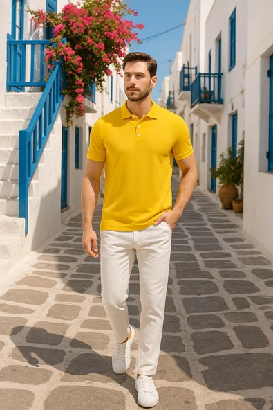 Erkek Polo Yaka %100 Pamuk Tişört - 7