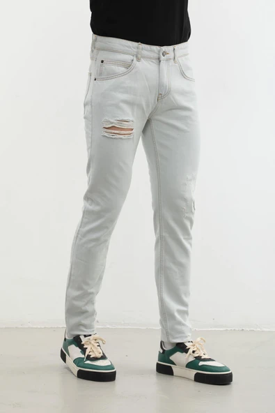 Erkek Yırtık Detaylı Slim Fit Jean Pantolon - Resim 6