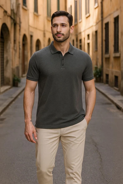Erkek Polo Yaka %100 Pamuk Tişört - Resim 7