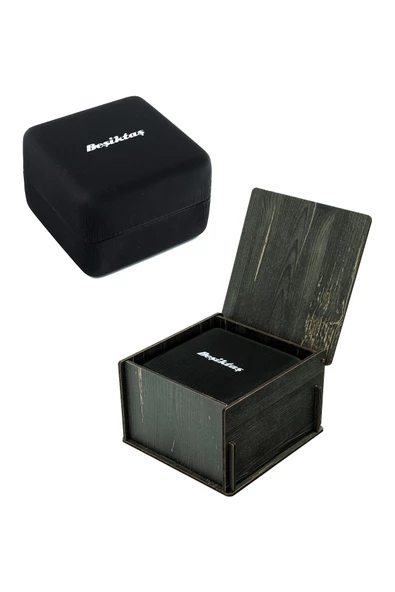 Beşiktaş Orijinal Multifonksiyon Erkek Kol Saati Kırmızı Deri Kordonlu Hediyelik Ahşap Kutulu - 6