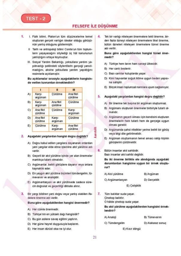 TYT Felsefe Soru Bankası Karekök Yayınları - Resim 3