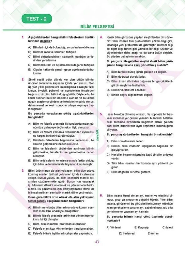 TYT Felsefe Soru Bankası Karekök Yayınları - Resim 4