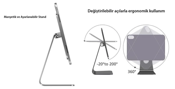 Ipad Pro 11 Inç 1/2/3 Ve 4.nesil Ile Uyumlu Magnetic/mıknatıslı Tablet Standı - 7
