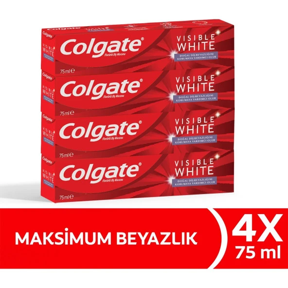 olgate Visible White Maksimum Beyazlık Florürlü Diş Macunu 75 ml 4 Adet