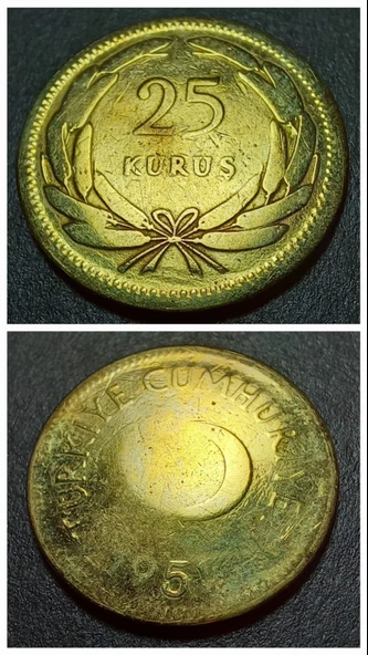 25 Kuruş 1951 değerli sene ÇT+ eski yabancı madeni para - 399636668832d50591