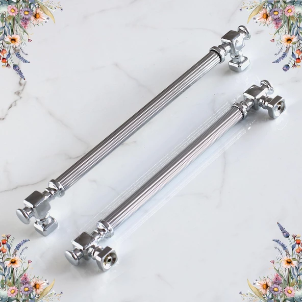 Talas Krom Çizgili Metal Kulp Kulpu 192 mm Mobilya Çekmece Mutfak Dolabı Dolap Kulpları Kulbu - Resim 8